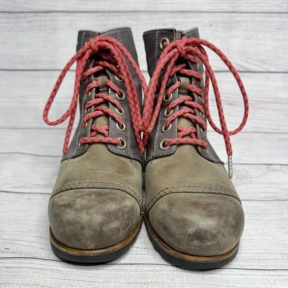 Sorel 1964 Premium Wedge Boots size 9 Canvas Leather Lace Up Waterproof Boots - Picture 4 of 6